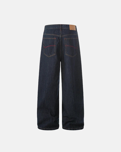 Panelled Raw Denim Baggy Jeans | LCDEGO Streetwear