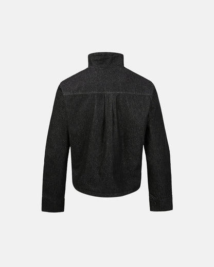 Cropped Asymmetric Button Denim Jacket | LCDEGO Streetwear