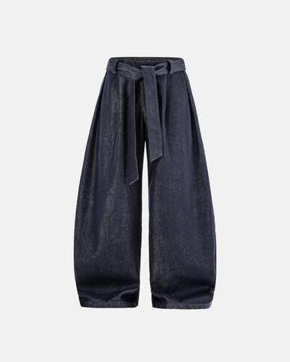 Raw Silky Denim Jeans with Belt | LCDEGO Streetwear