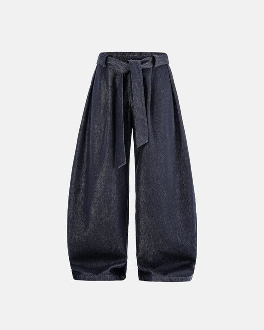 Raw Silky Denim Jeans with Belt | LCDEGO Streetwear