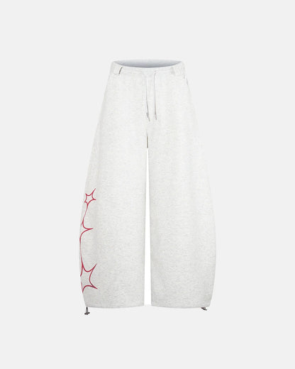 front view baggy curved sweatpants grey
