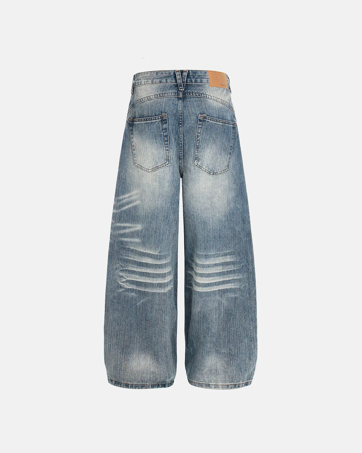 Acid Wash Whisker Bamboo Weave Jeans | LCDEGO Streetwear