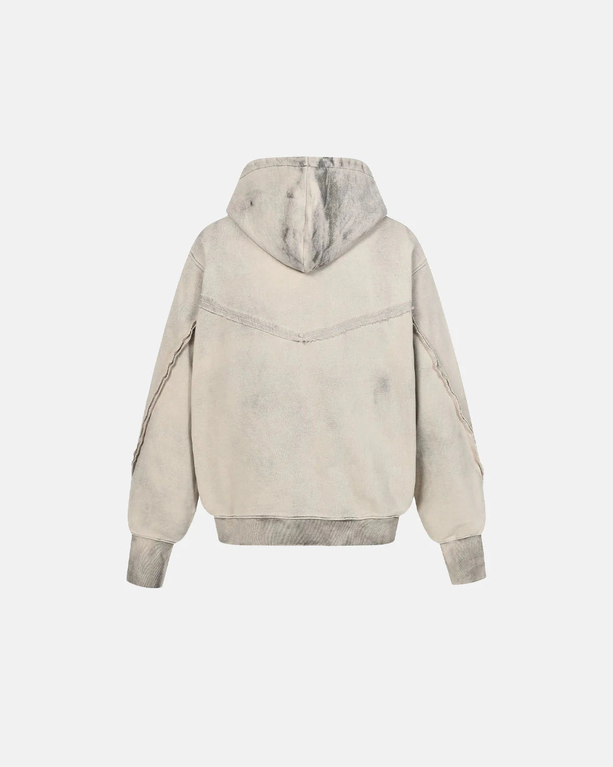 Diagonal Zipper Acid-Washed Hoodie | LCDEGO Streetwear