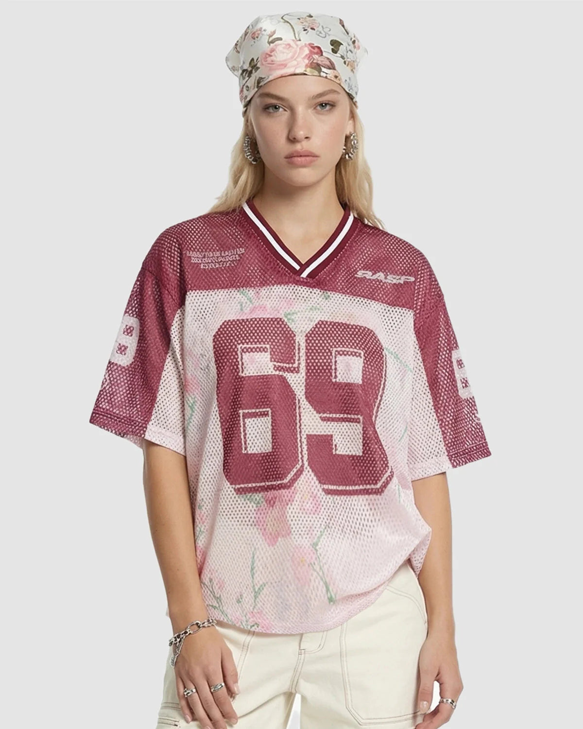 Floral Digital Print Mesh Jersey | LCDEGO Streetwear