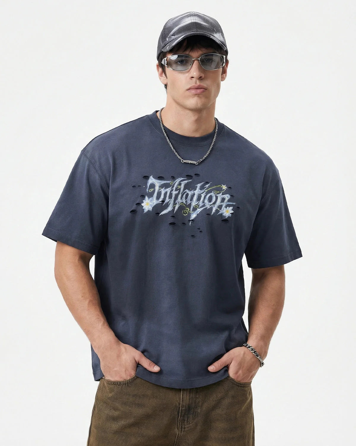 Monkey Washed Ripped Graphic Tees | LCDEGO Streetwear