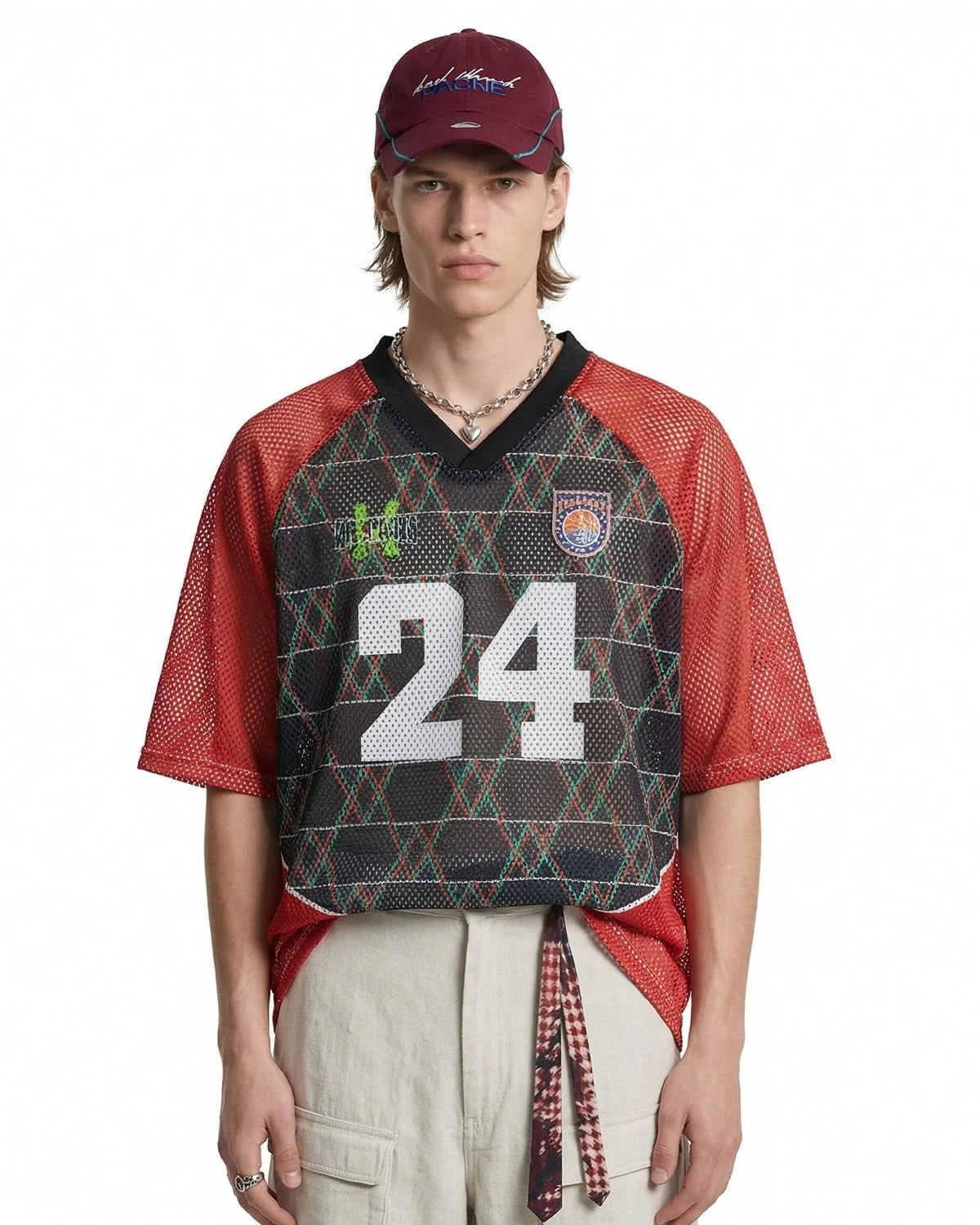 Color-Block Oversized Mesh Jersey | LCDEGO Streetwear