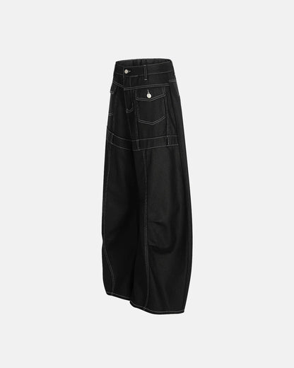 Stitching Deconstructed Barrel Jeans | LCDEGO Streetwear