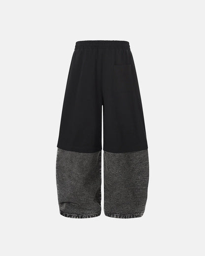 Denim Detachable Patchwork Barrel Joggers | LCDEGO Streetwear