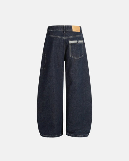 Raw Blue Deconstructed Baggy Jeans | LCDEGO Streetwear