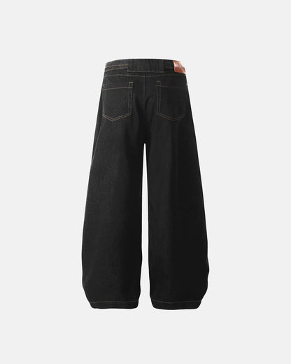 Contrast Stitch Raw Baggy Jeans | LCDEGO Streetwear