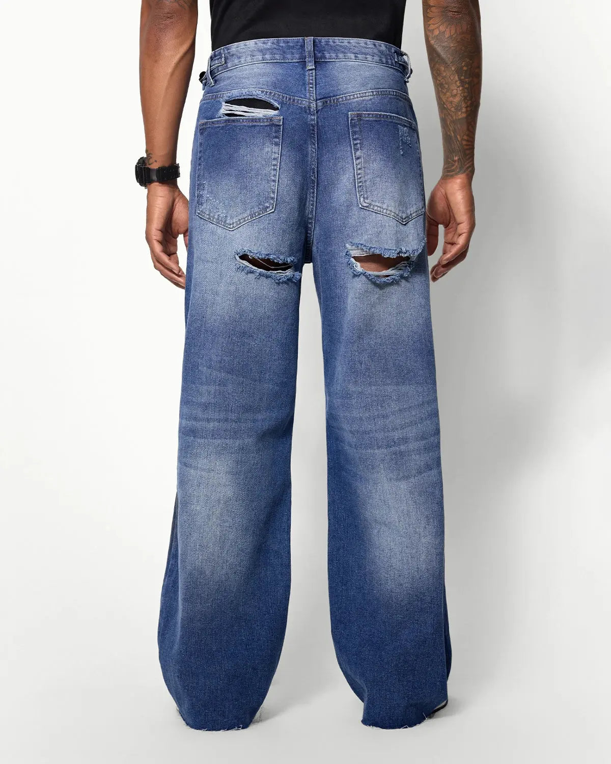 Acid Washed Ripped Baggy Jeans | LCDEGO Streetwear