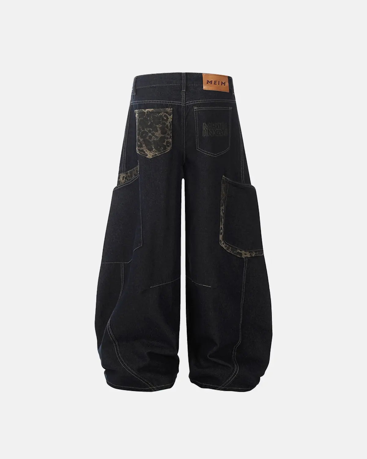 Leopard Patchwork Barrel Jeans | LCDEGO Streetwear