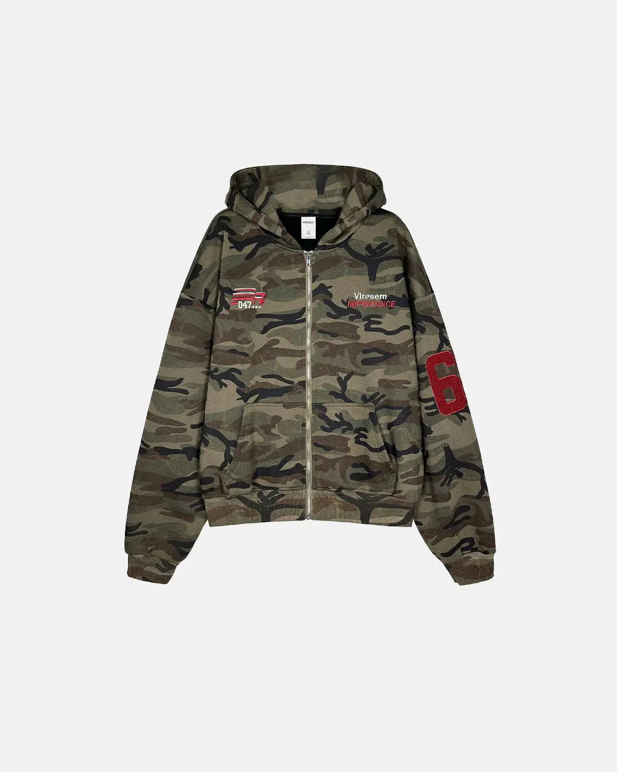 69 Applique Embroidery Camo Zip Up Hoodie | LCDEGO Streetwear