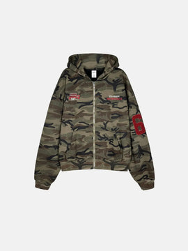69 Applique Embroidery Camo Zip Up Hoodie | LCDEGO Streetwear