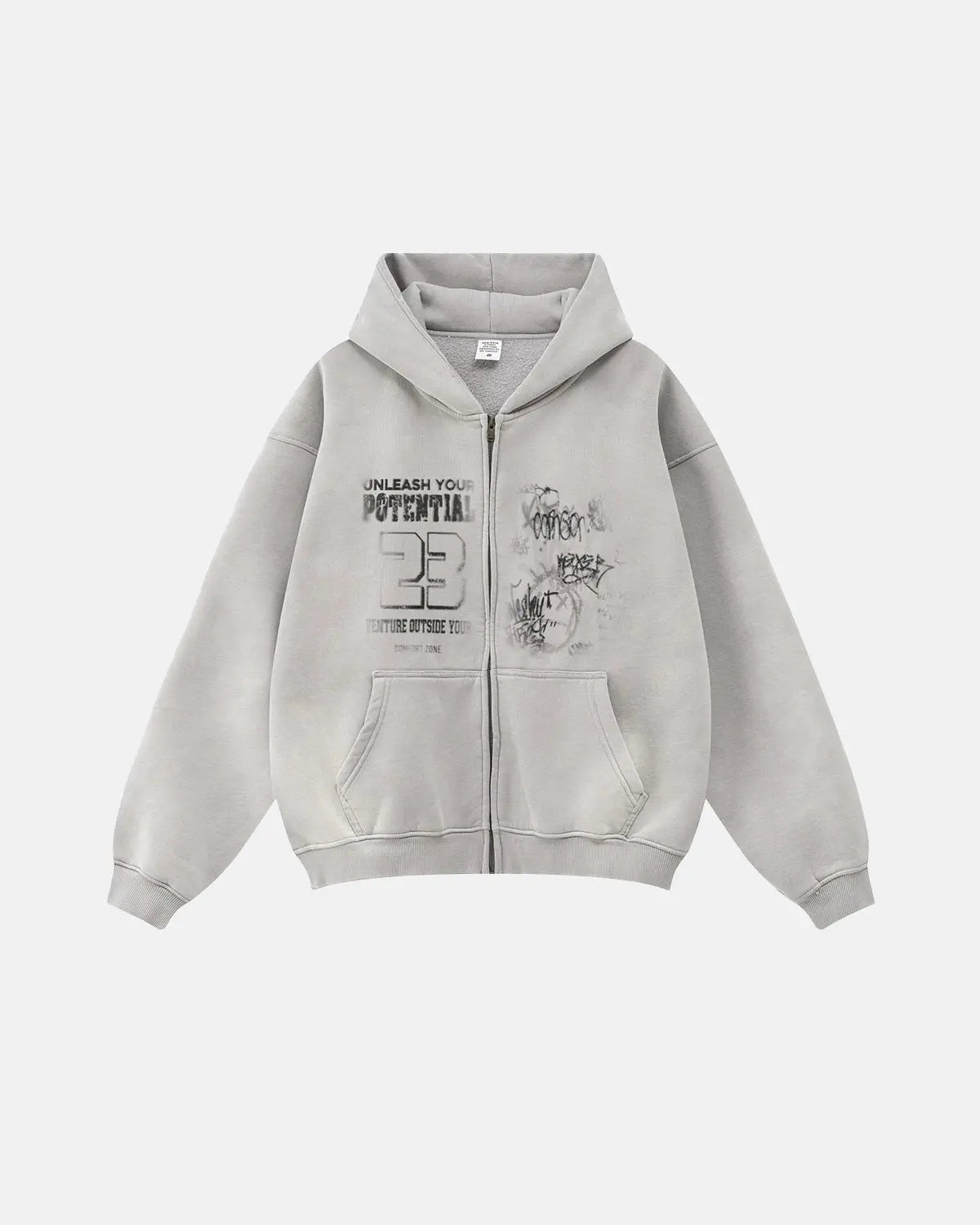 Graphic Washed Zip Up Hoodies | LCDEGO Streetwear