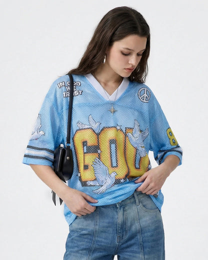 Dove Graphic Mesh Football Jersey | LCDEGO Streetwear