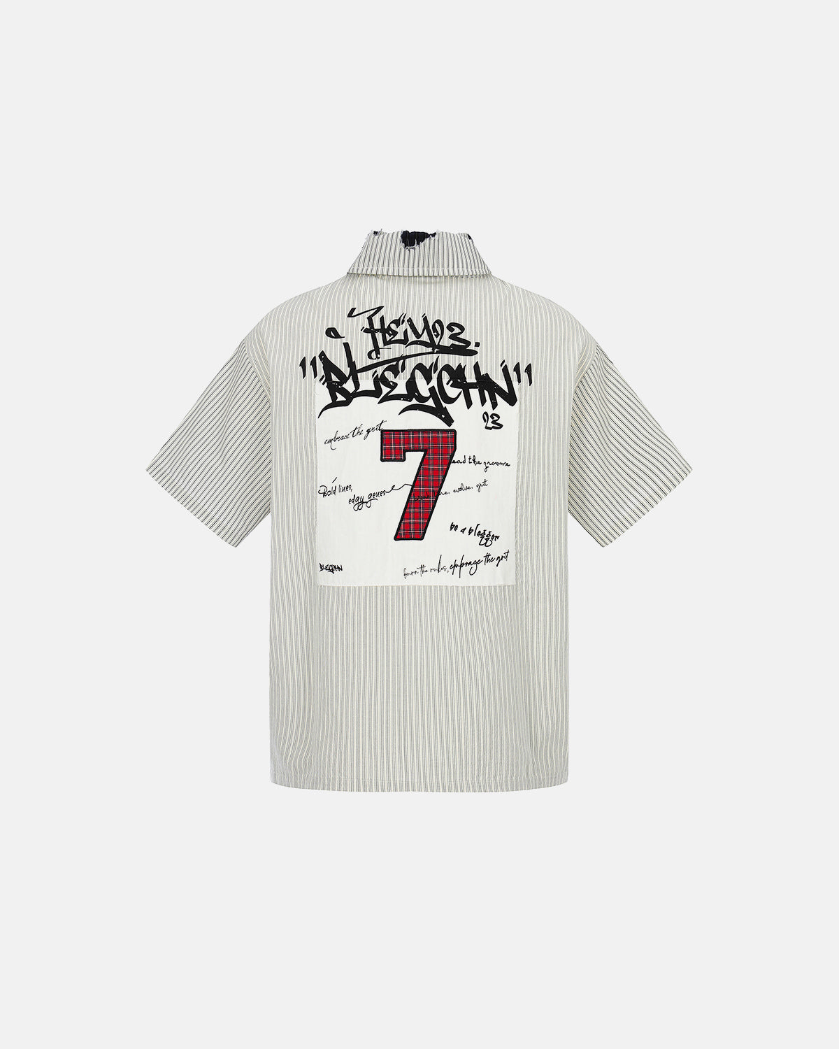 Graffiti Patch Striped Shirts | LCDEGO Streetwear