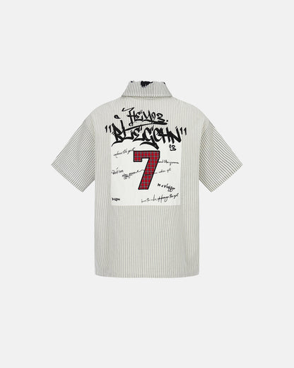 Graffiti Patch Striped Shirts | LCDEGO Streetwear