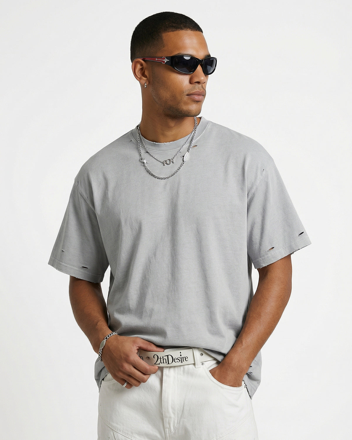 ripped distressed washed oversized t shirt