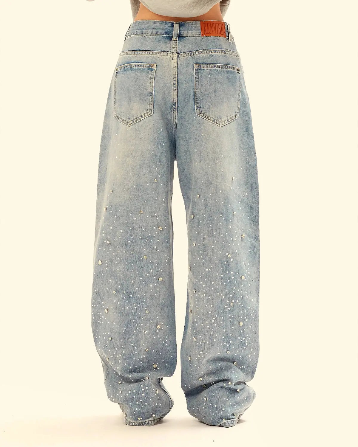 Studded Rhinestone Baggy Jeans | LCDEGO Streetwear