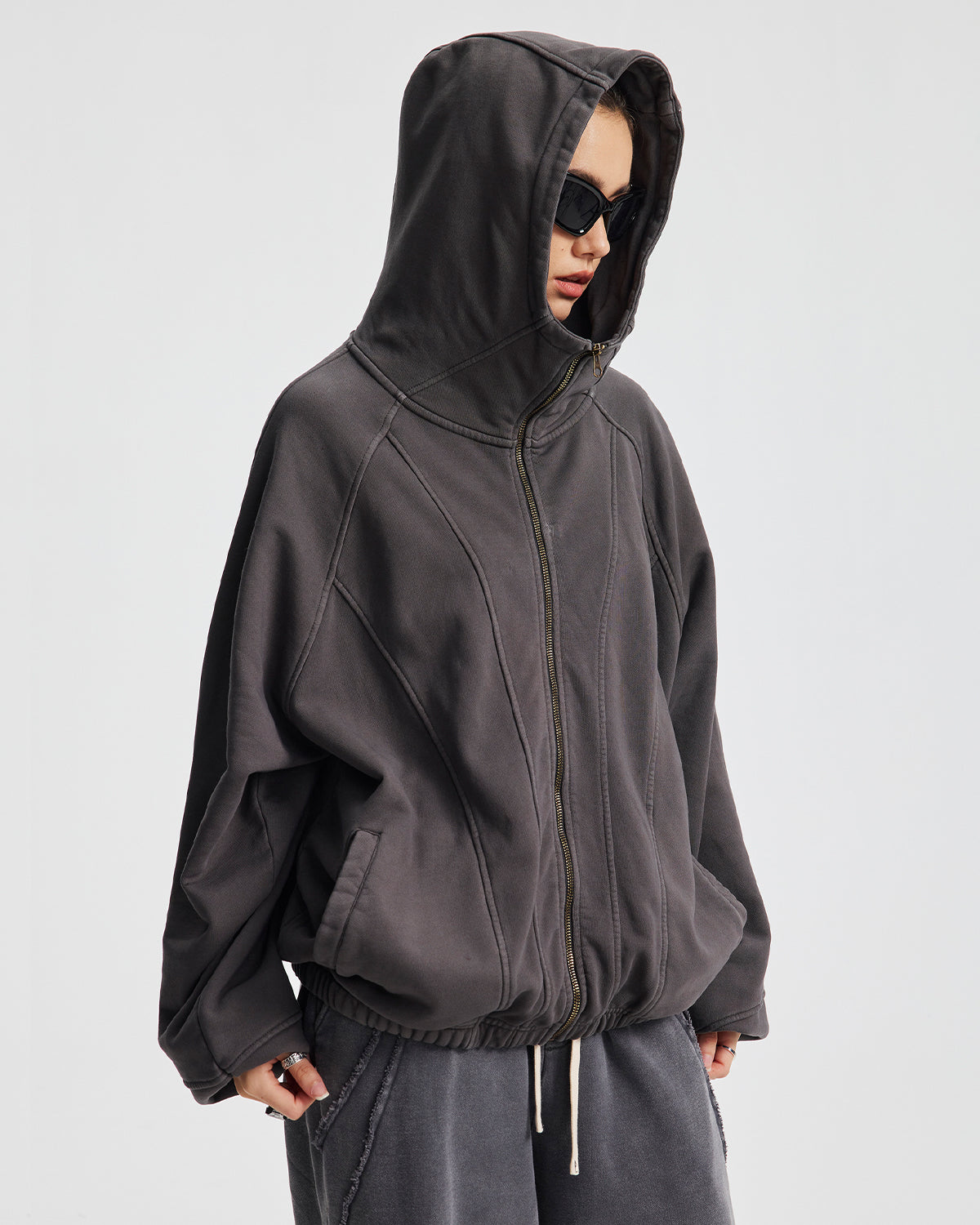 Distressed Stiching Aicd Wash Zip Up Hoodies | LCDEGO Streetwear