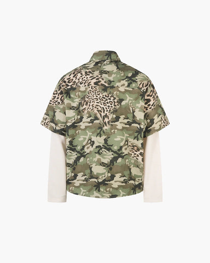 Camo Patchwork Double-Layer Shirt | LCDEGO Streetwear