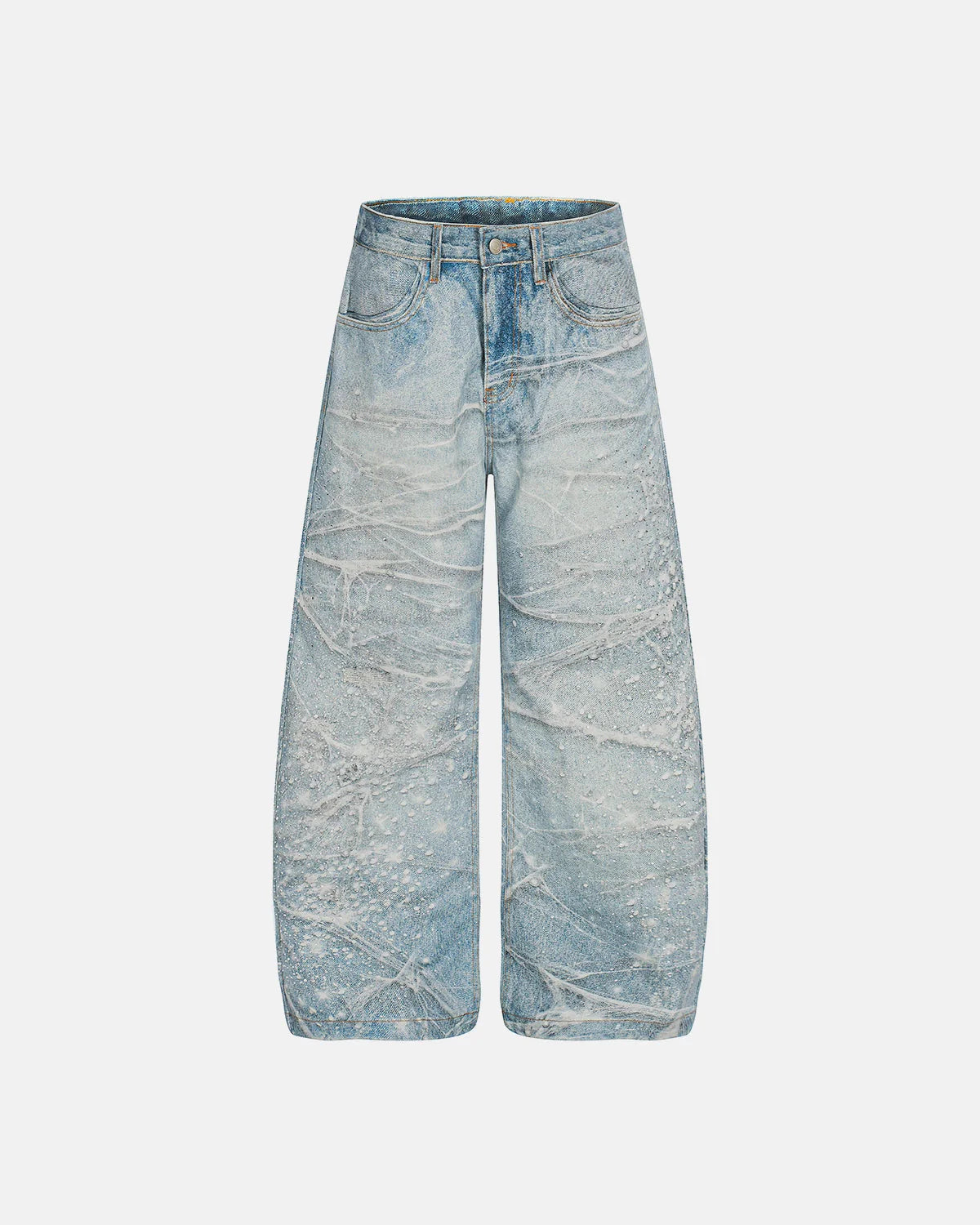 Rhinestone Lightning Baggy Barrel Jeans | LCDEGO Streetwear