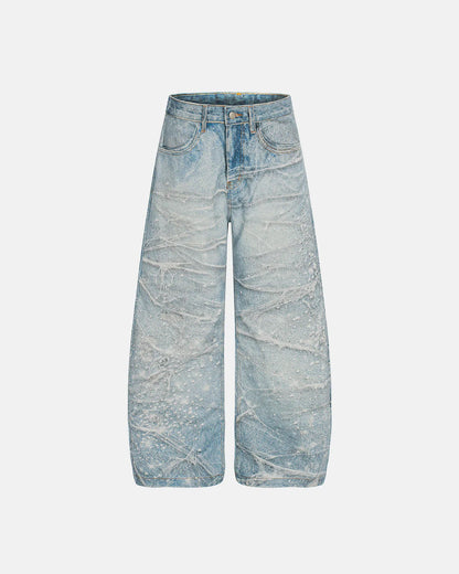 Rhinestone Lightning Baggy Barrel Jeans | LCDEGO Streetwear