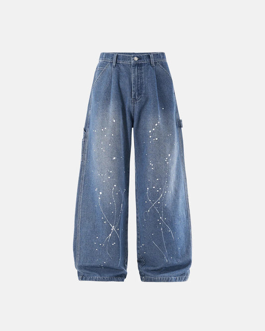 Splash Ink Print Straight Leg Denim Jeans | LCDEGO Streetwear