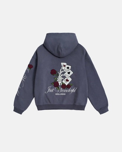 Poker Embroidery Boxy Hoodies | LCDEGO Streetwear