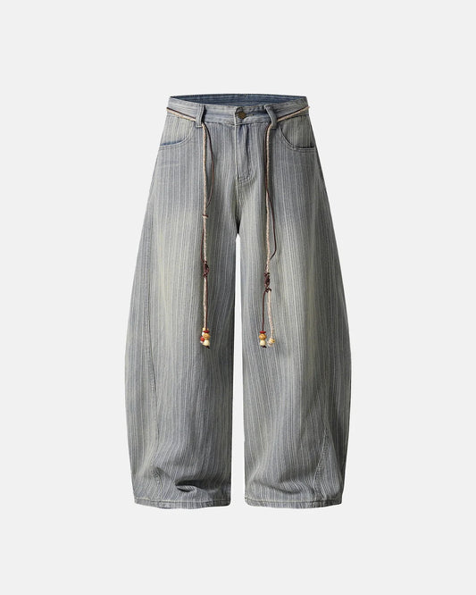 Acid Washed Stripe Baggy Jeans | LCDEGO Streetwear
