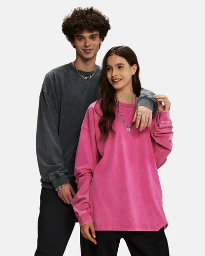 Acid Wash Batik Long Sleeve T-shirts | LCDEGO Streetwear