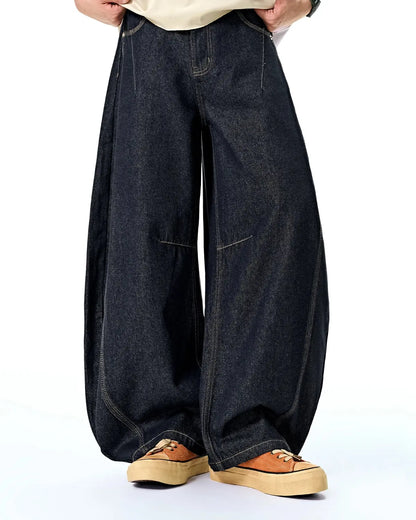 LCDEGO Raw Color Barrel Baggy Jeans