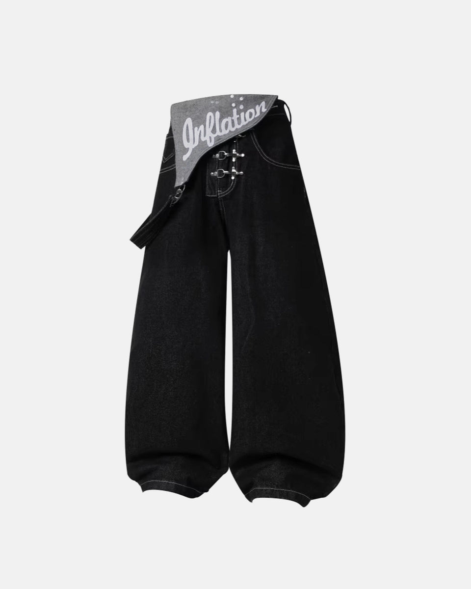 Asymmetric Buckle Denim Overalls Jeans | LCDEGO Streetwear