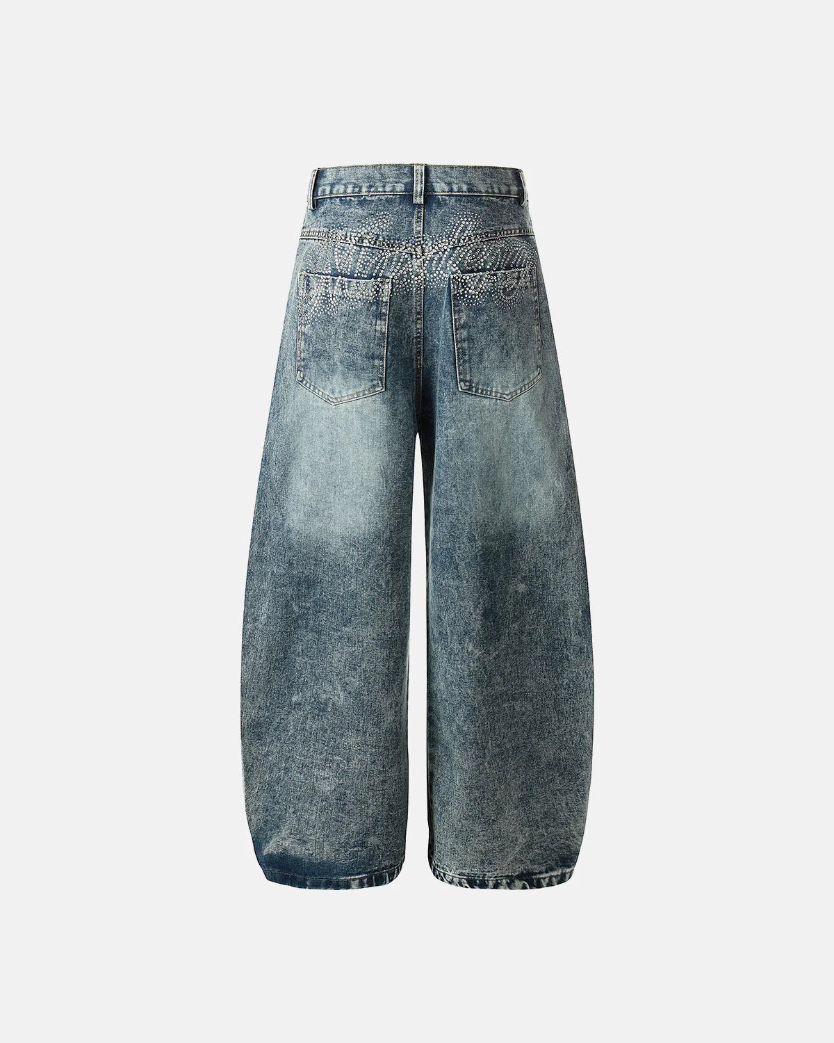 Rhinestone Acid Wash Baggy Jeans | LCDEGO Streetwear