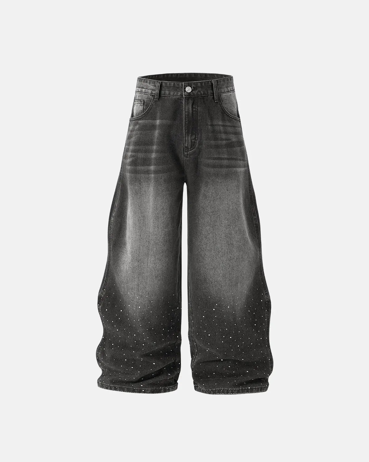 Rhinestone Wavy Baggy Jeans I LCDEGO Streetwear