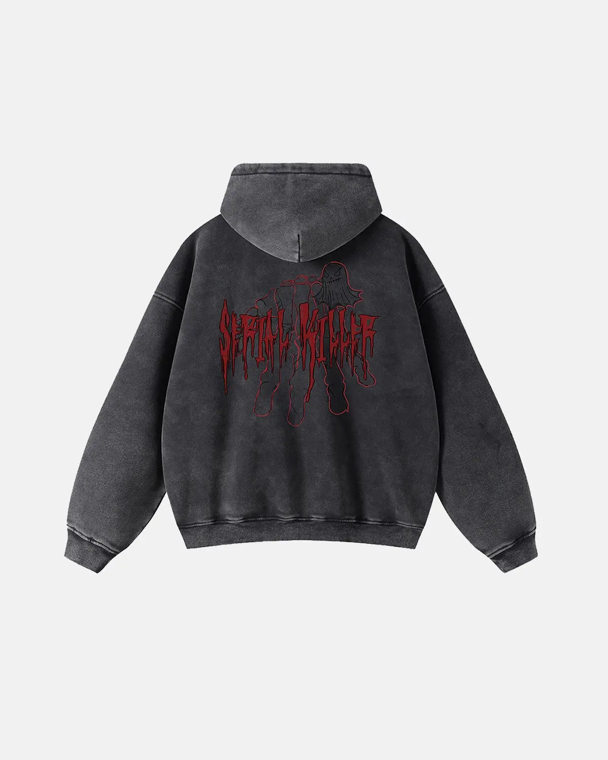 Black Gothic Acid Wash Zip Up Hoodies | LCDEGO Streetwear