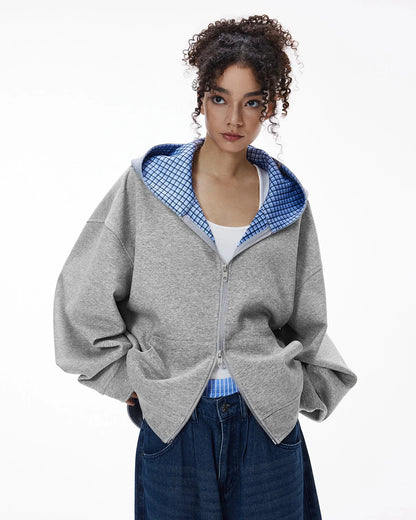 Boxy Fit Plaid Reversible Jacket | LCDEGO Streetwear