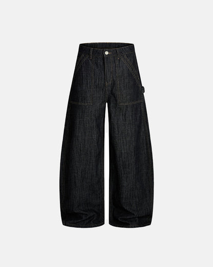 Dark Indigo Baggy Barrel Jeans | LCDEGO Streetwear