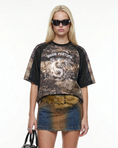 Retro Digital Printing Mesh Jersey | LCDEGO Streetwear