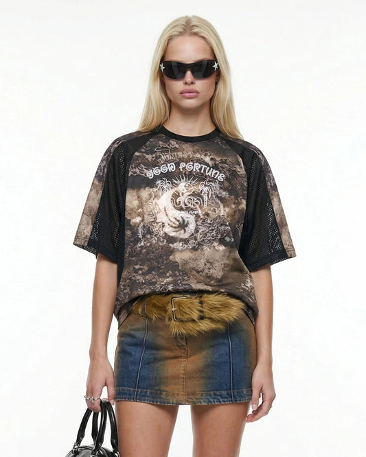 Retro Digital Printing Mesh Jersey | LCDEGO Streetwear