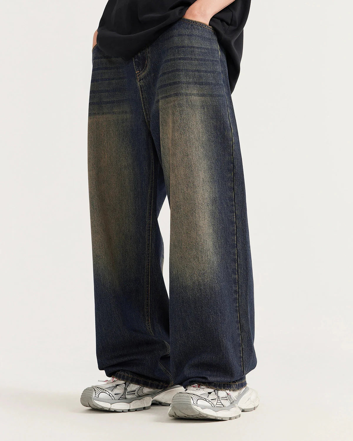 Monkey Wash Wide Leg Jeans | LCDEGO Streetwear