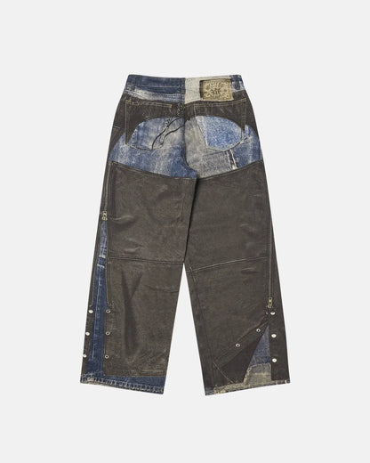 Colorblock Digital Printing Cotton Jeans | LCDEGO Streetwear
