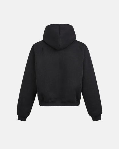 Black Boxy Full Zip Up Hoodies | LCDEGO Streetwear