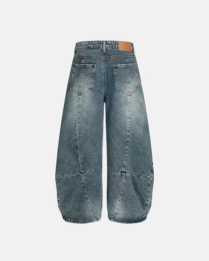 Whisker Acid Washed Barrel Jeans| LCDEGO Streetwear