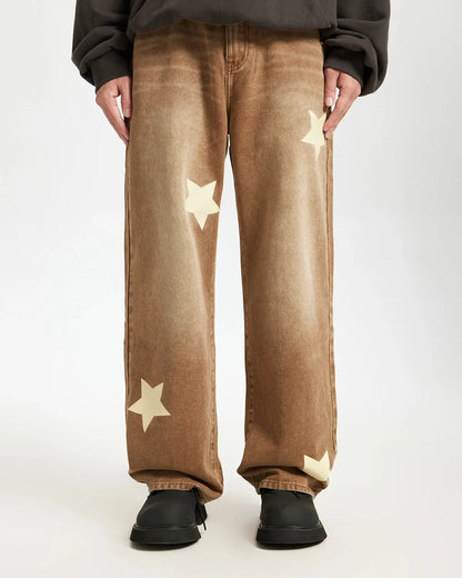 Star Acid Washed Jeans | LCDEGO Streetwear