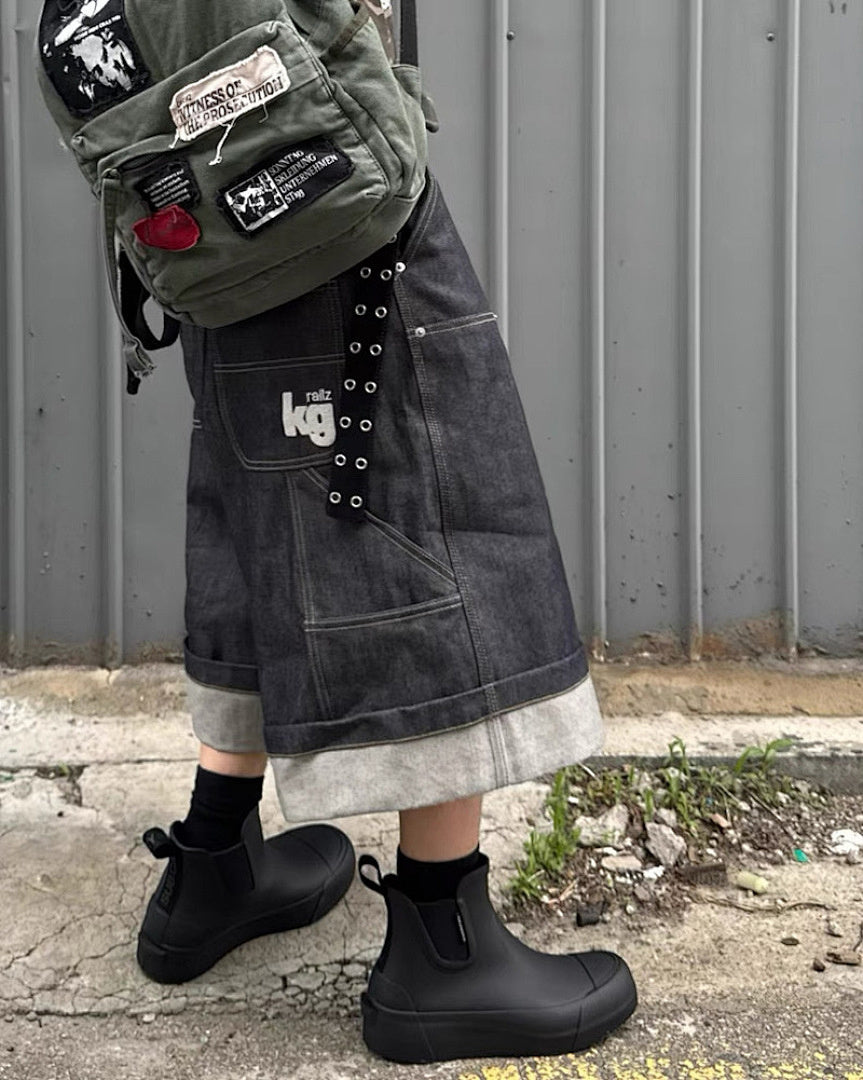 Raw Denim Carpenter Long Jorts | LCDEGO Streetwear