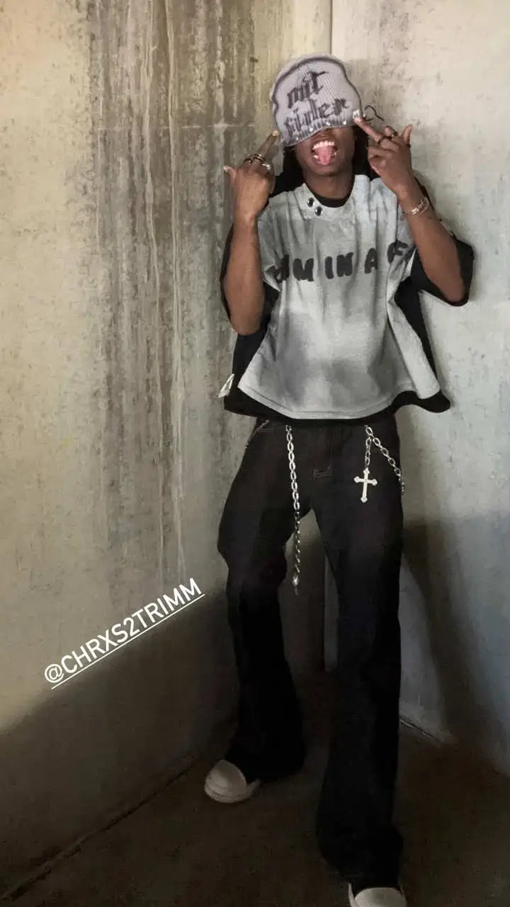 Super Raw Flared Baggy Jeans | LCDEGO Streetwear