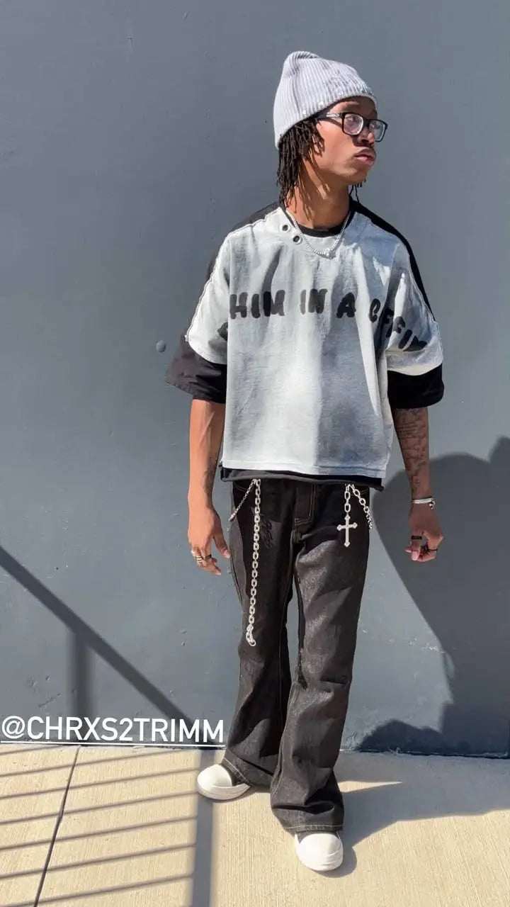 Super Raw Flared Baggy Jeans | LCDEGO Streetwear