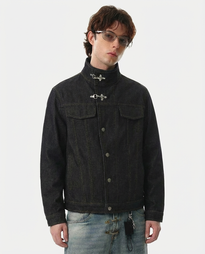 Metal Toggle Raw Denim Jacket | LCDEGO Streetwear